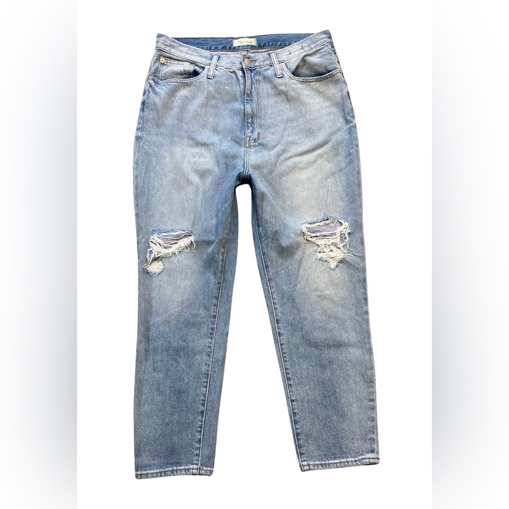 Madewell The Mom Jean Light Wash Size 32 Distressed 100% Cotton High Rise